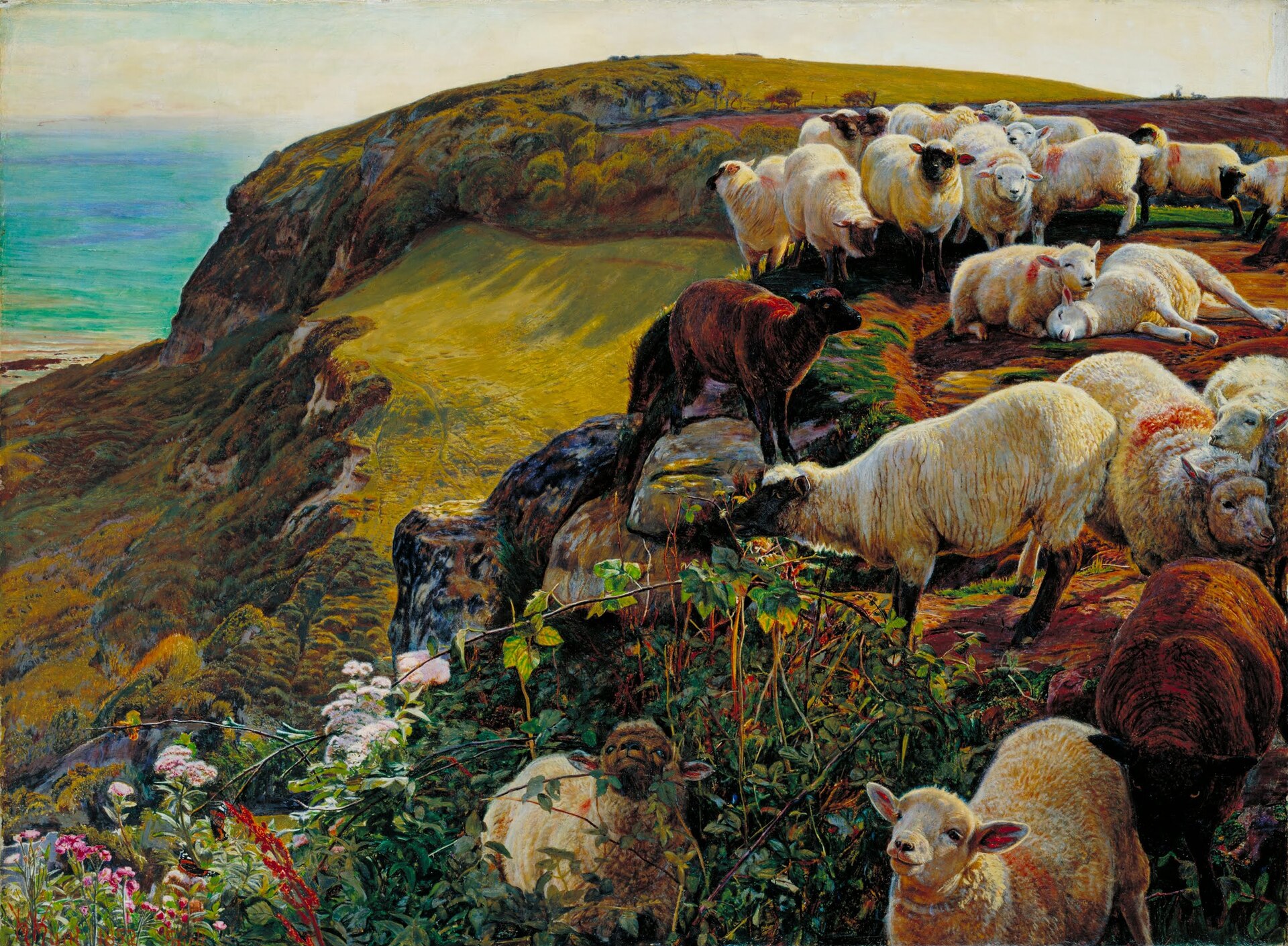 Our English Coasts, 1852 ('Strayed Sheep') — William Holman Hunt, 1852 (Tate Britain)