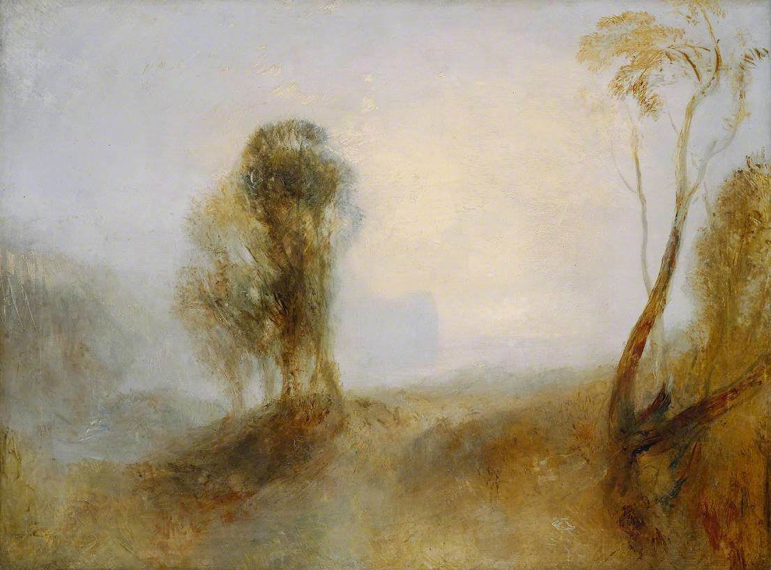 Sunrise, a Castle on a Bay: 'Solitude' — J.M.W. Turner, c.1840–5 (Tate Britain)